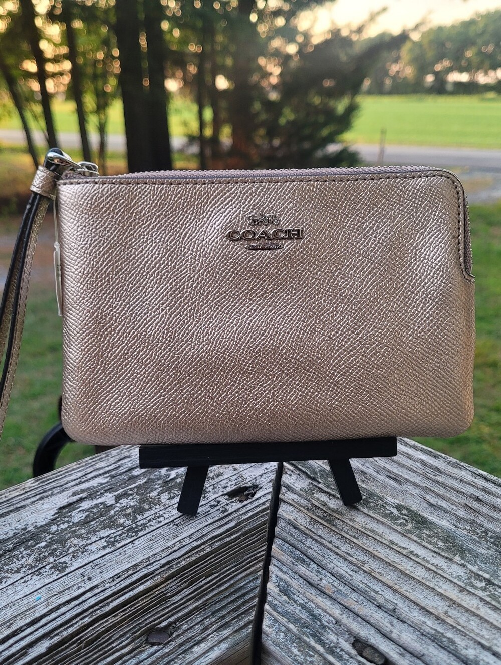 NWT Coach Metallic Leather Wristlet - Rose Gold